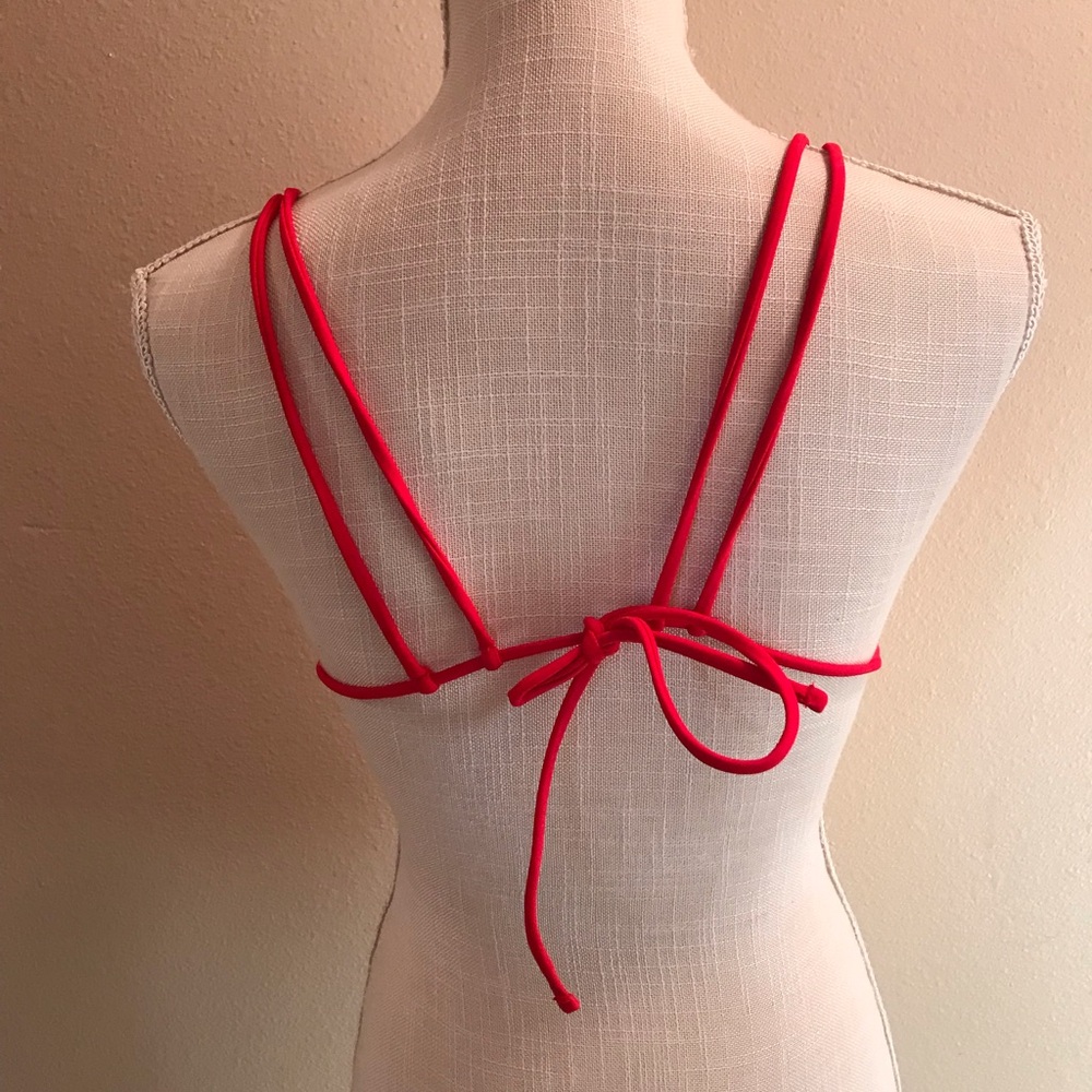 Red String Bikini Top Double Strap Triangle Style… - image 2